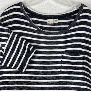 Roxy Womens S Get Together Black White Striped Preppy Nautical Beach Mini Dress